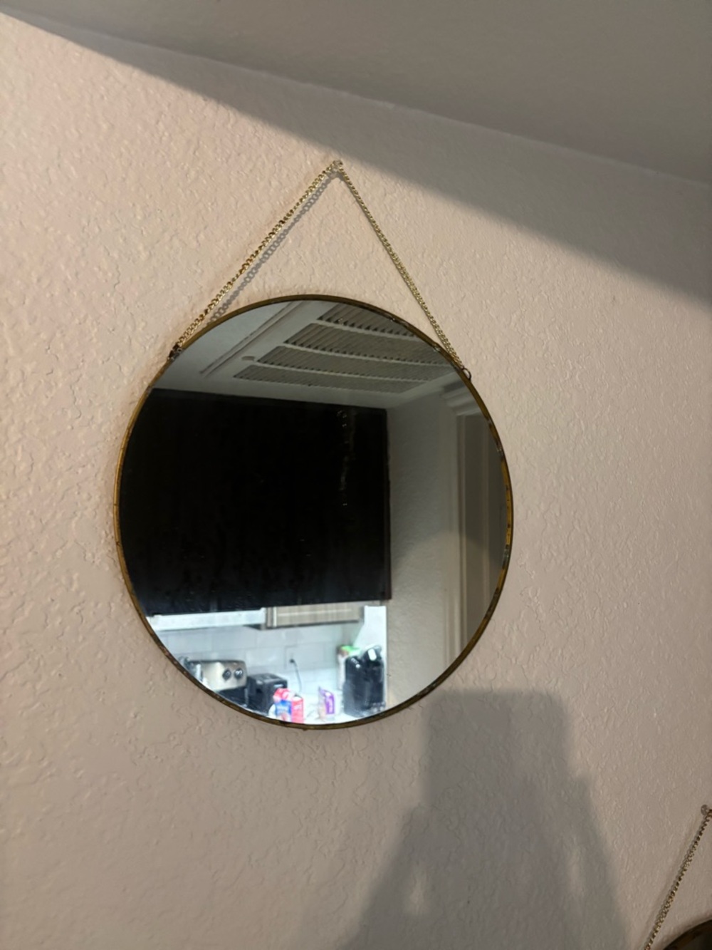 Gold Round Hanging Wall Mirror - Elegant Home Accent